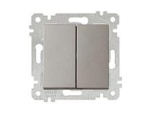Выключатель 2-клав. (скрытый, без рамки, пруж. зажим) титан, RITA, MUTLUSAN
