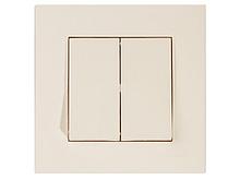 Выключатель 2-клав. (скрытый, винт. зажим) кремовый, RITA, MUTLUSAN