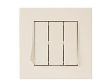 Выключатель 3- клав. (скрытый, пруж. зажим) кремовый, RITA, MUTLUSAN