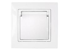 Розетка 1-ая с з/к крышкой (скрытая, с/з, з/ш,брызг. защ.) белая, Уют, BYLECTRICA