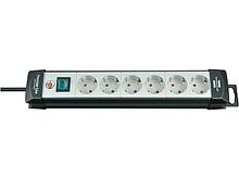 Удлинитель 5м (6 роз., 3.3кВт, с/з, выкл., ПВС) чер./свет.-серый Premium Line