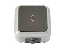 Выключатель 1 клав. проходной (открытый, 10А, брызг. защ.) серый, Пралеска Аква, BYLECTRICA