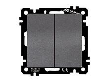 Выключатель 2-клав. (скрытый, без рамки, винт. зажим) дымчатый, DARIA, MUTLUSAN