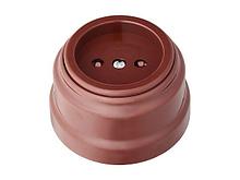 Розетка 1-ая (открытая, б/з, з/ш) коричневая, Ретро, BYLECTRICA