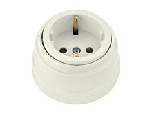 Розетка 1-ая (открытая, с/з) бежевая, Ретро, BYLECTRICA