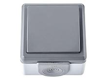 Выключатель 1 клав. (открытый, 10А, струезащ.) серый, Пралеска Аква, BYLECTRICA