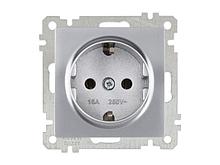 Розетка 1-ая (скрытая, с/з) серебро, ELITRA, MUTLUSAN