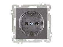 Розетка 1-ая (скрытая, с/з) дымчатая, ELITRA, MUTLUSAN