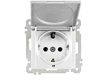 Розетка 1-ая (скрытая, с/з, с крышкой) белая, ELITRA, MUTLUSAN