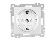 Розетка 1-ая (скрытая, с/з, шторки) белая, ELITRA, MUTLUSAN