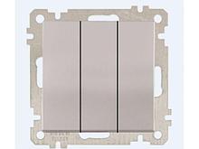 Выключатель 3-клав. (скрытый, без рамки, пруж. зажим) серебро, DARIA, MUTLUSAN