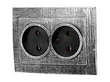 Розетка 2-ая (скрытая, б/з) серебро, Стандарт, Юпитер