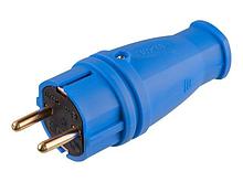 Вилка (с/з, 16А, 250В) каучук, синяя Юпитер