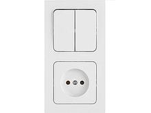 Блок выкл. 2 клав. + розетка (скрытая, б/з) белая, Astrum, BYLECTRICA