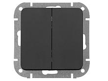 Выключатель 2 клав. (cкрытый, 10А) карбон, Astrum, BYLECTRICA