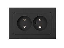 Розетка 2-ая (скрытая, б/з) карбон,  Astrum, BYLECTRICA