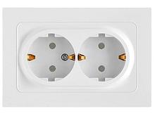 Розетка 2-ая (скрытая, с/з, со шторками) белая, Astrum, BYLECTRICA