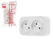 Розетка 2-ая (открытая, б/з) белая, Bailly, LEIDEN ELECTRIC