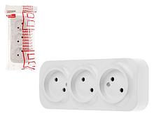 Розетка 3-ая (открытая, б/з) белая, Bailly, LEIDEN ELECTRIC