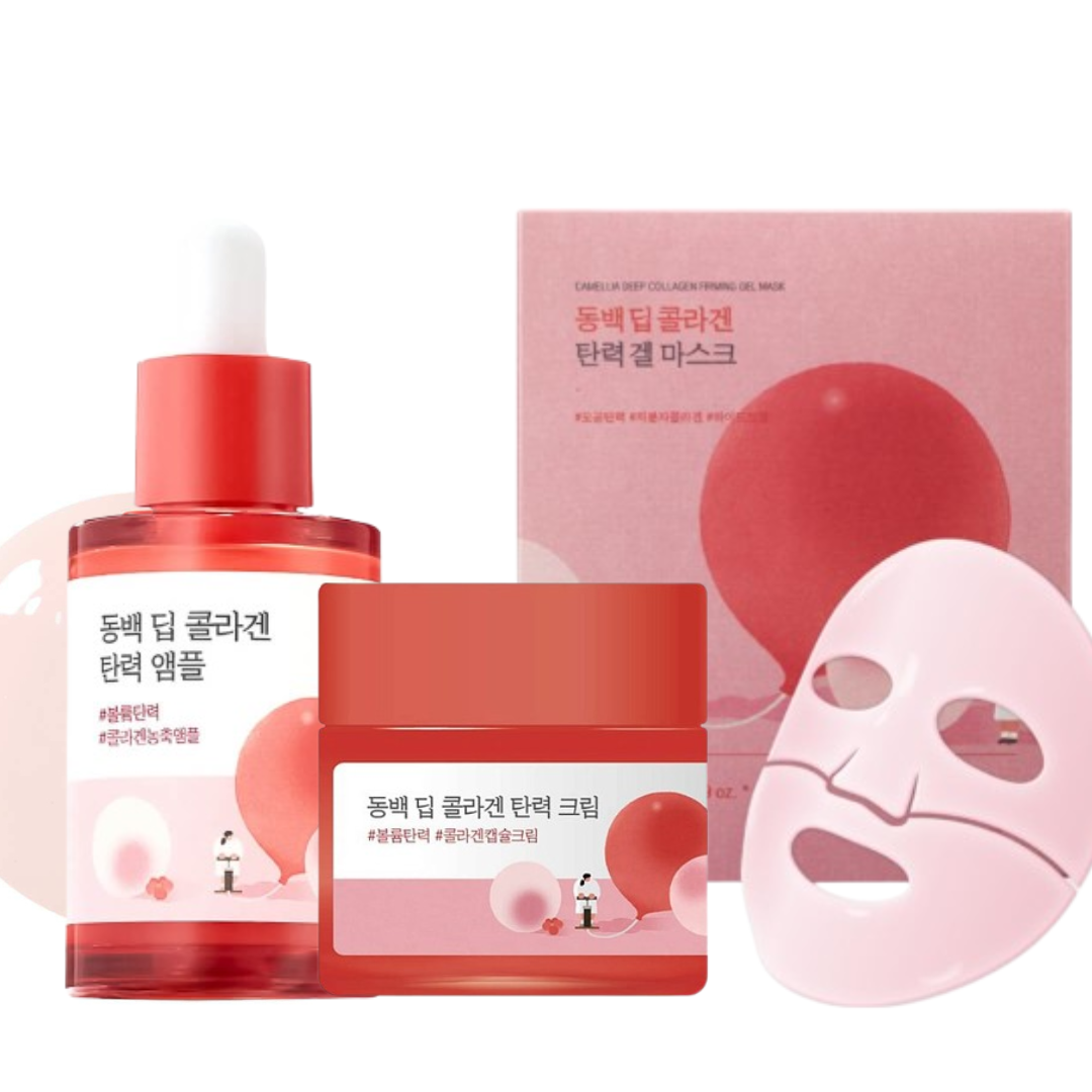 Укрепляющий коллагеновый  набор с камелией Round Lab Camellia Deep Collagen Firming  ( сыворотка, крем, маска)