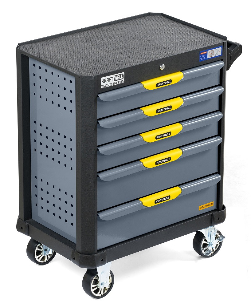 KraftWell KRW-TTG+SET157 Тележка профессиональная с 5 ящиками+инструмент 157 предметов