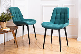 Стул Президент (2 шт.) - Велюр Океан/Черный (ДСВ Мебель)