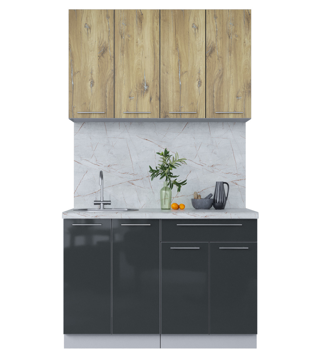 Кухня Мила Пластик 1.2А Дуб эпоксид - Антрацит