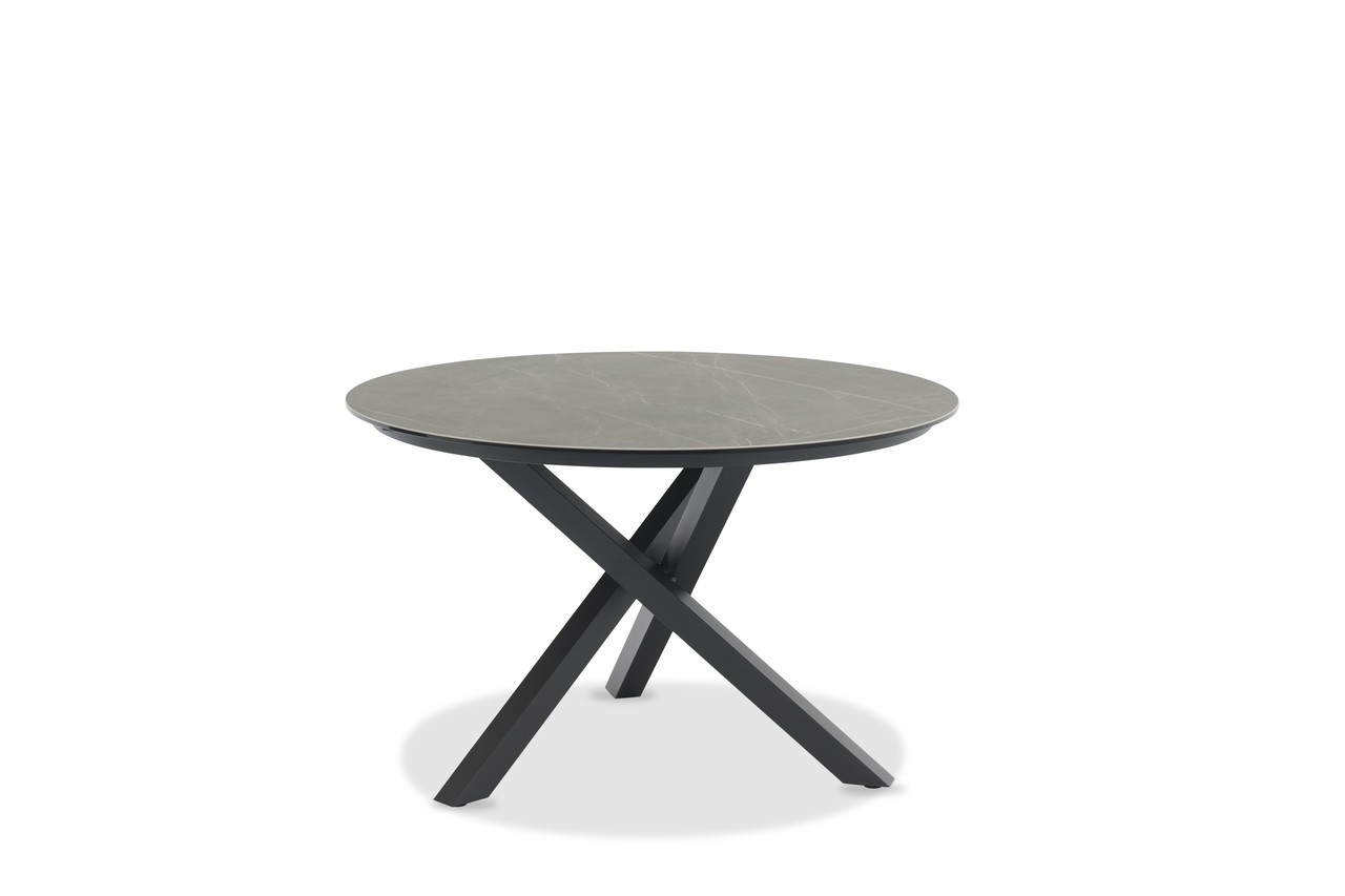 Стол садовый обеденный круглый Timra 120 см (алюминий/спеченный камень)