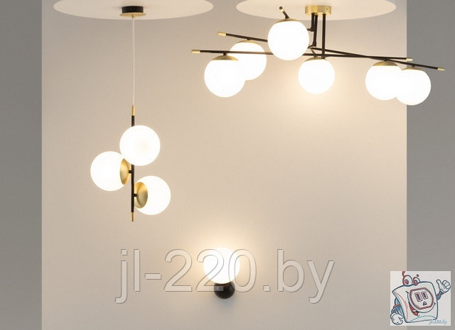 Cветильник потолочный Maytoni Modern Nostalgia MOD048CL-06G, IP20, черный с золотом, белый