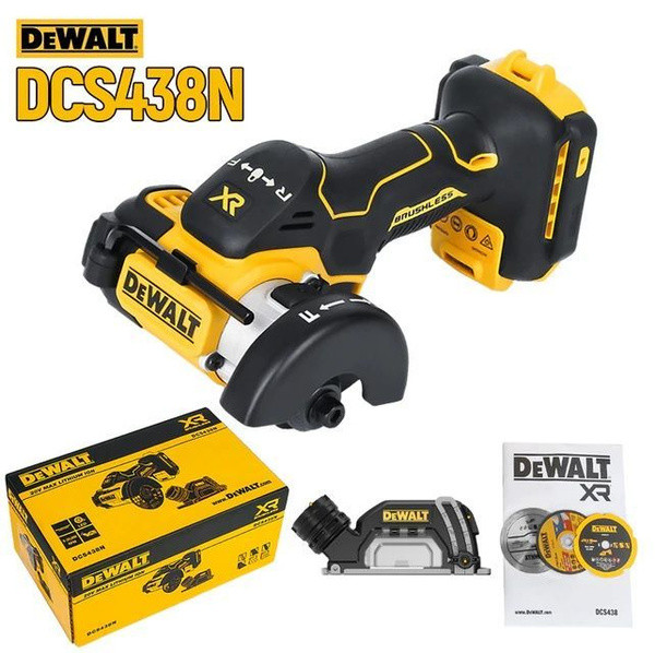 Мини угловая шлифмашина аккумуляторная бесщеточная DeWALT DCS438N (диск 76 мм, 3 диска в компл., без АКБ)