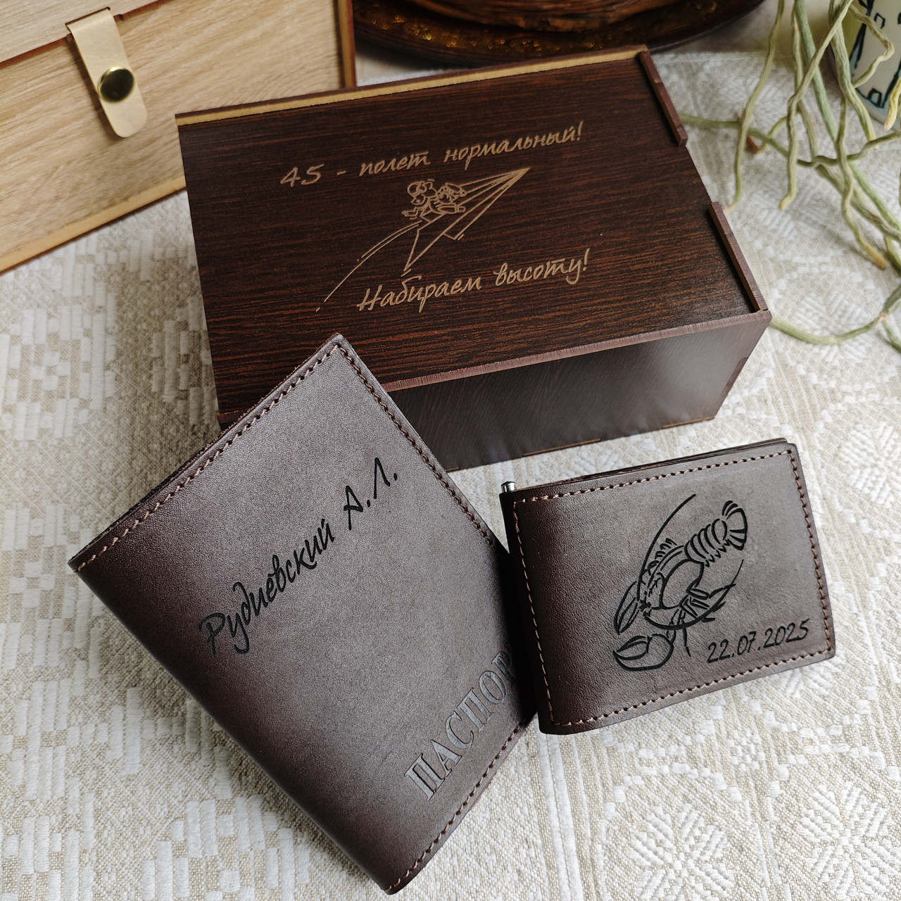 Подарочный набор: кошелёк зажим + обложка для паспорта