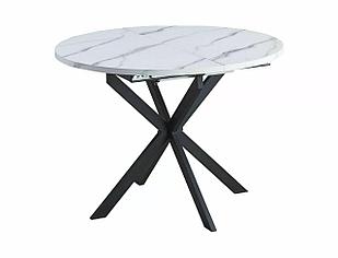 Стол обеденный SIGNAL GASTON белый мрамор/черный мат 100-135/100