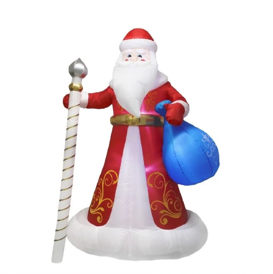 3D фигура надувная Дед Мороз с подарками, размер 300см, внутренняя подсветка 12LED, компрессор с адаптером 12В
