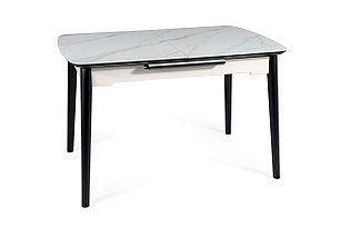 Стол обеденный SIGNAL APOLLO белый мат/черный 120-160/80