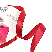 Лента атласная, 1,5 см*100 ярд., насыщенно-красный