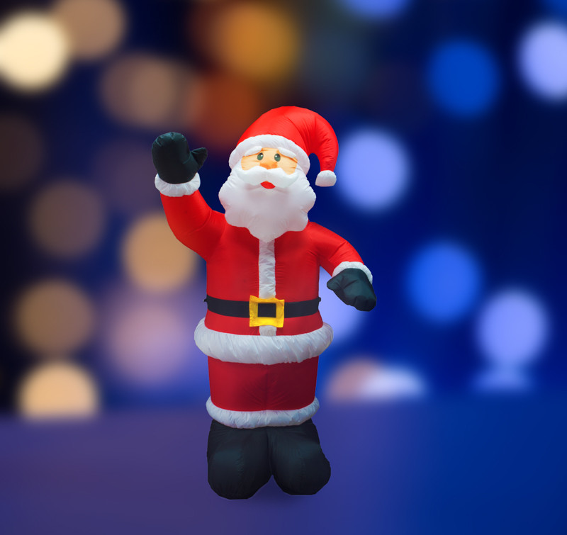 3D фигура надувная Дед Мороз приветствует, размер 180 см, внутренняя подсветка 5 LED, компрессор с адаптером 1