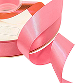 Лента атласная, 25 мм*100 ярд., насыщенный розовый
