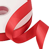 Лента атласная, 25 мм*100 ярд., красный
