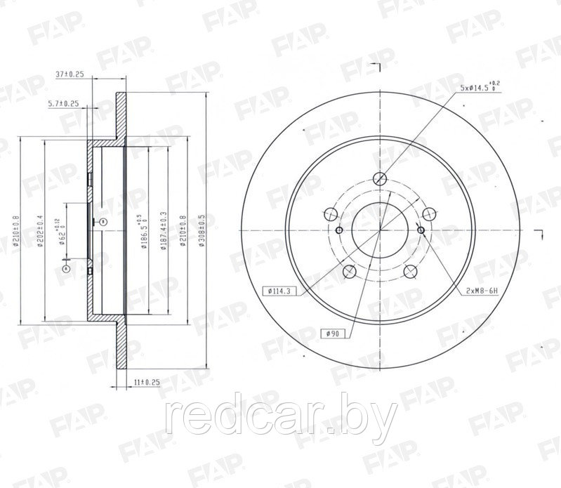 Диск тормозной задний Geely Atlas d=308mm