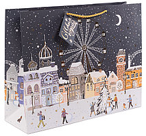 Пакет подарочный 23х10х18 см, 210 гр, С Новым Годом! (зимняя площадь), металлик (арт.504480)