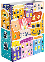 Пакет подарочный 18х10х23 см, 210гр, С Новым Годом! (зимний городок), (арт.504476)