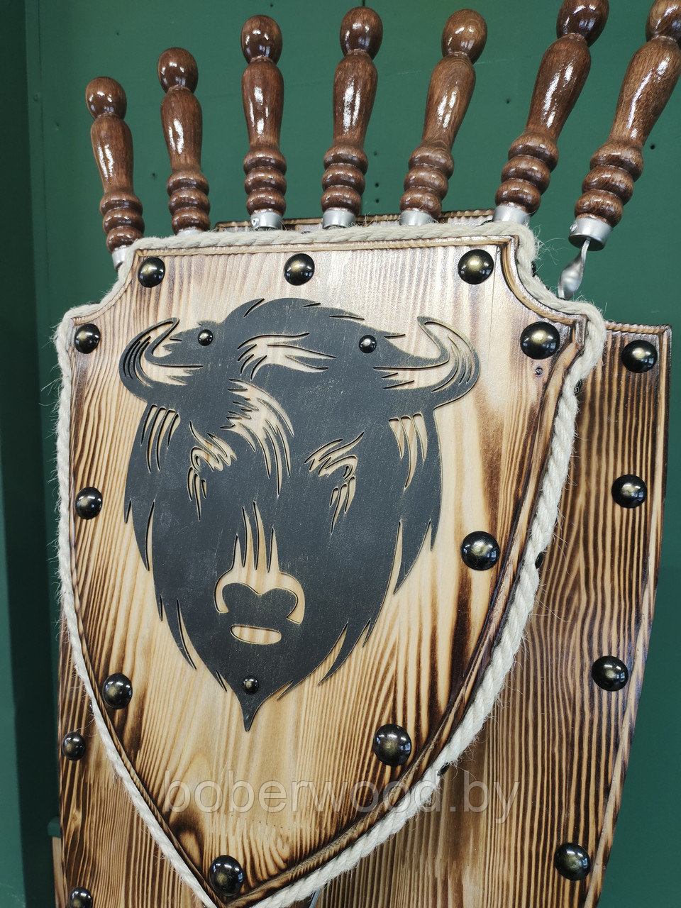 Шампуры с деревянной подставкой Зубр