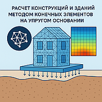 Расчет конструкций и зданий методом конечных элементов на упругом основании