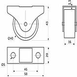 Ролик прямоходящий с резиновым ободом d=40, фото 2