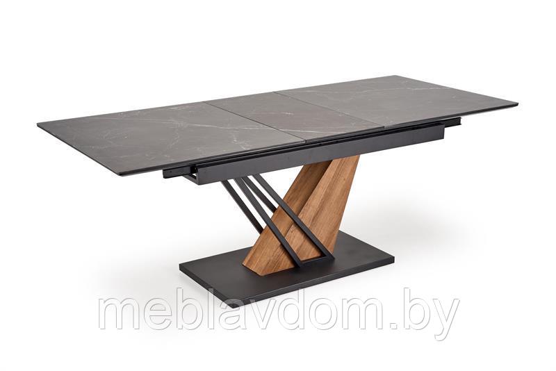 Стол обеденный HALMAR VOLANT 160 черный мрамор/дуб золотой 160-200/90