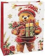 Пакет подарочный 18х8,5х24 см, 210 гр, Новогодний мишка, дизайн №4 (арт.6233883)