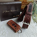 Подарочный бокс с белорусским орнаментом: ремень ТЁРКА 4см + ключница, фото 2