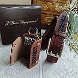 Подарочный бокс с белорусским орнаментом: ремень ТЁРКА 4см + ключница, фото 3