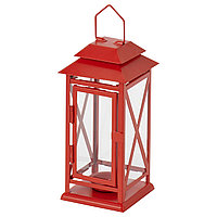 Фонарь для греющей свечи IKEA ВИНТЕРФИНТ 22 см для дома улицы ярко-красный