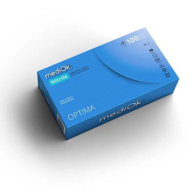 Перчатки нитриловые mediOk Optima текстурированные, размер: S, 50 пар (100шт.), плотность 3 гр, голубые